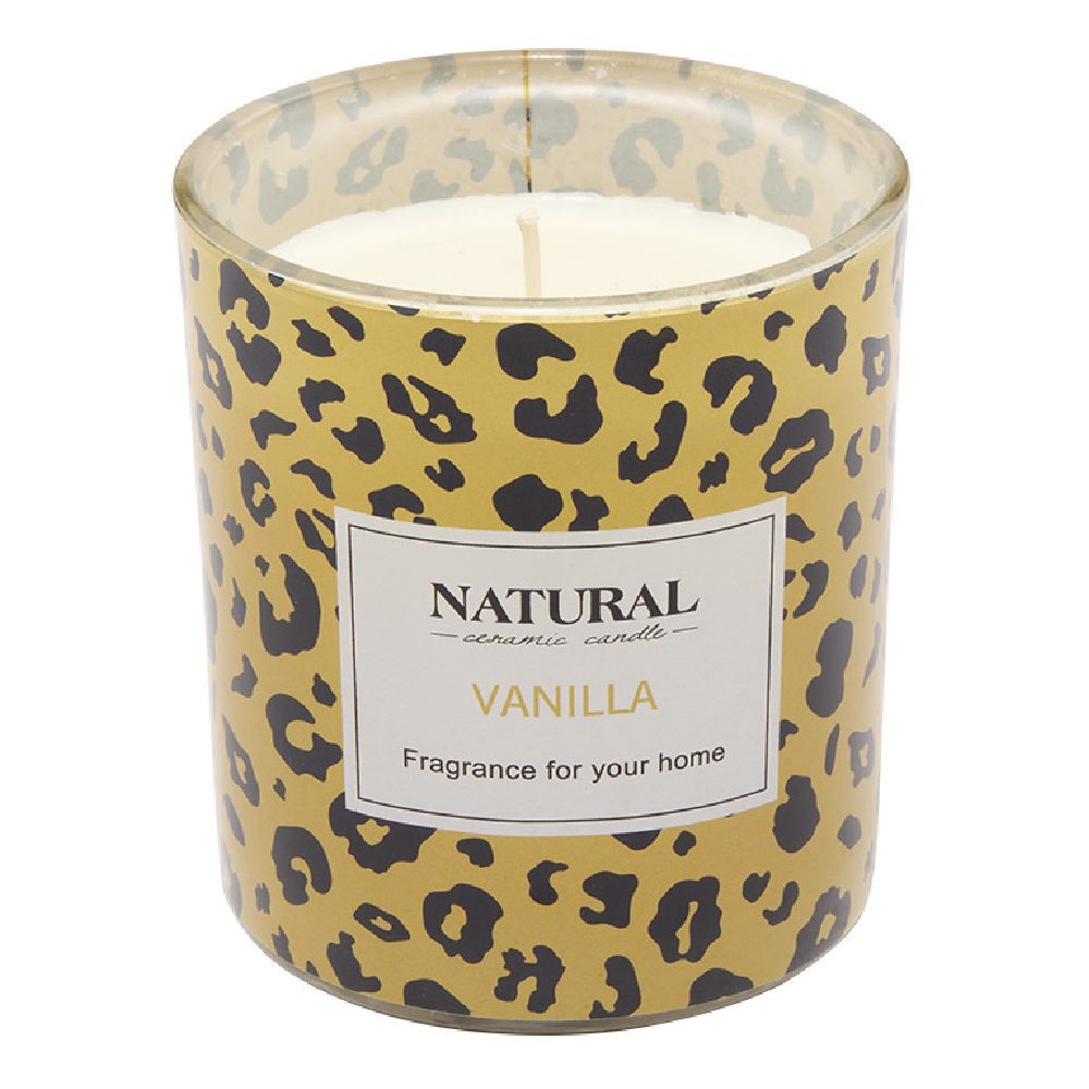 Bougie parfumée couvercle animal jungle doré Ø8xH12cm