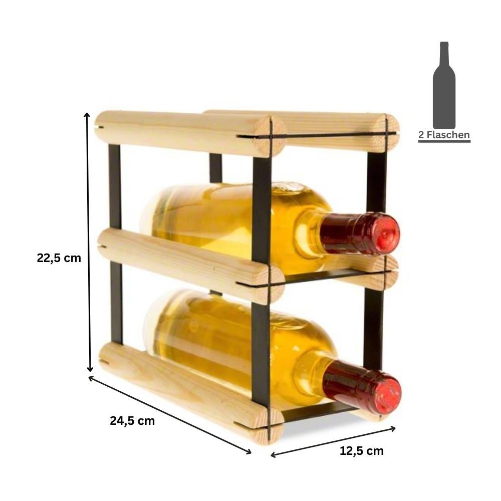 PROREGAL Modulair Wijnrek Vinotega Mod Metaal HxBxD 22,5 x 12,5 x 24,5 cm 1 x 2 Flessen Massief grenenhout Natuurlijk