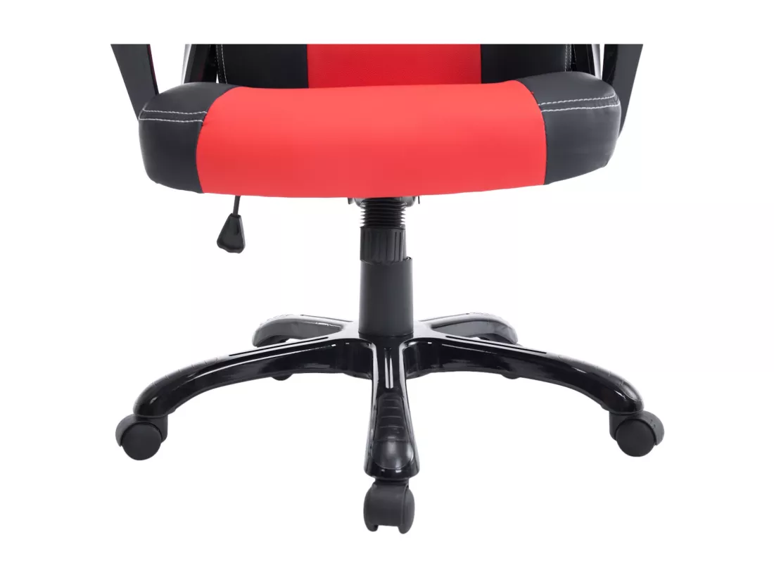 Chaise de bureau - Similicuir & Plastique - Noir / Rouge - XL Pedro