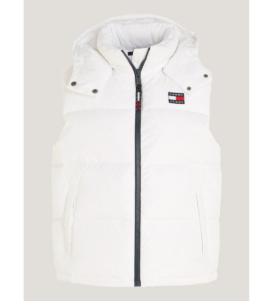Colete acolchoado Tommy Jeans Alaska com capuz, branco