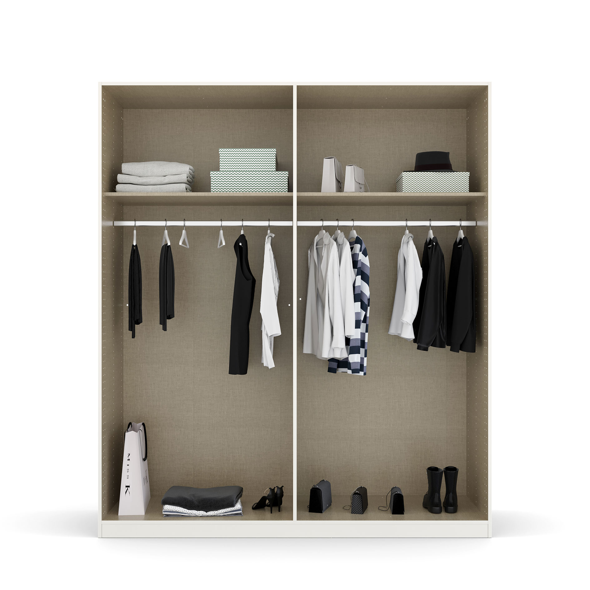 Drehtürenschrank - grau-Artisan Eiche - 4 Türen - 181 cm