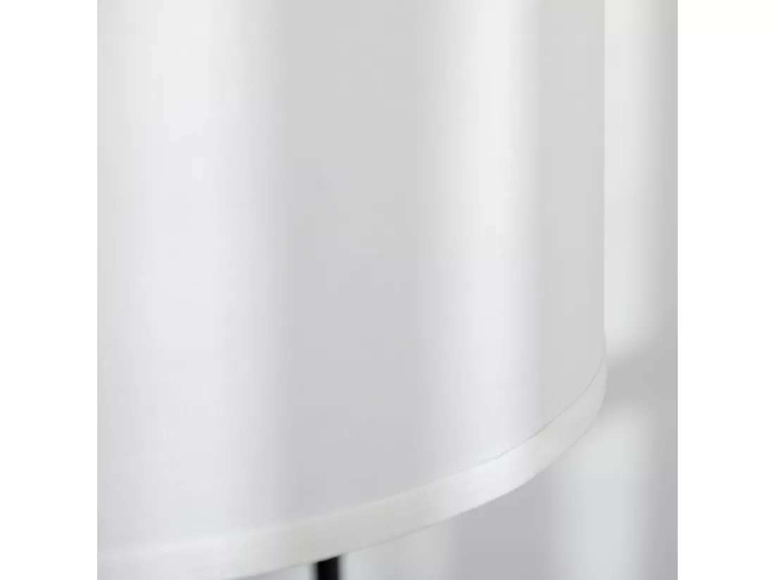 Lampadaire design néo-rétro max. 40 W 163H cm abat-jour circulaire aspect lin blanc piètement structure acier noir