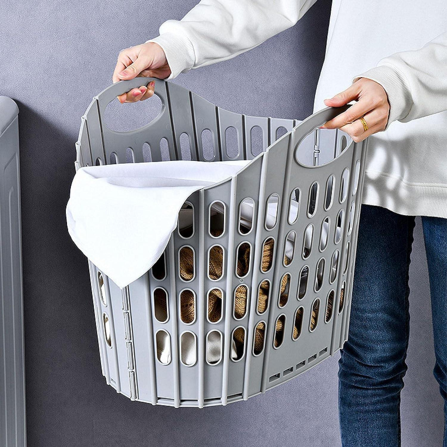 (50x39cm) Faltbarer Wäsche Korb Badezimmer Aufbewahrungs Behälter Kleider Sammler Organizer - Rosa