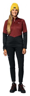 Polaire Femme Salewa Puez Polarlite Demi-Zip Rouge/Noir