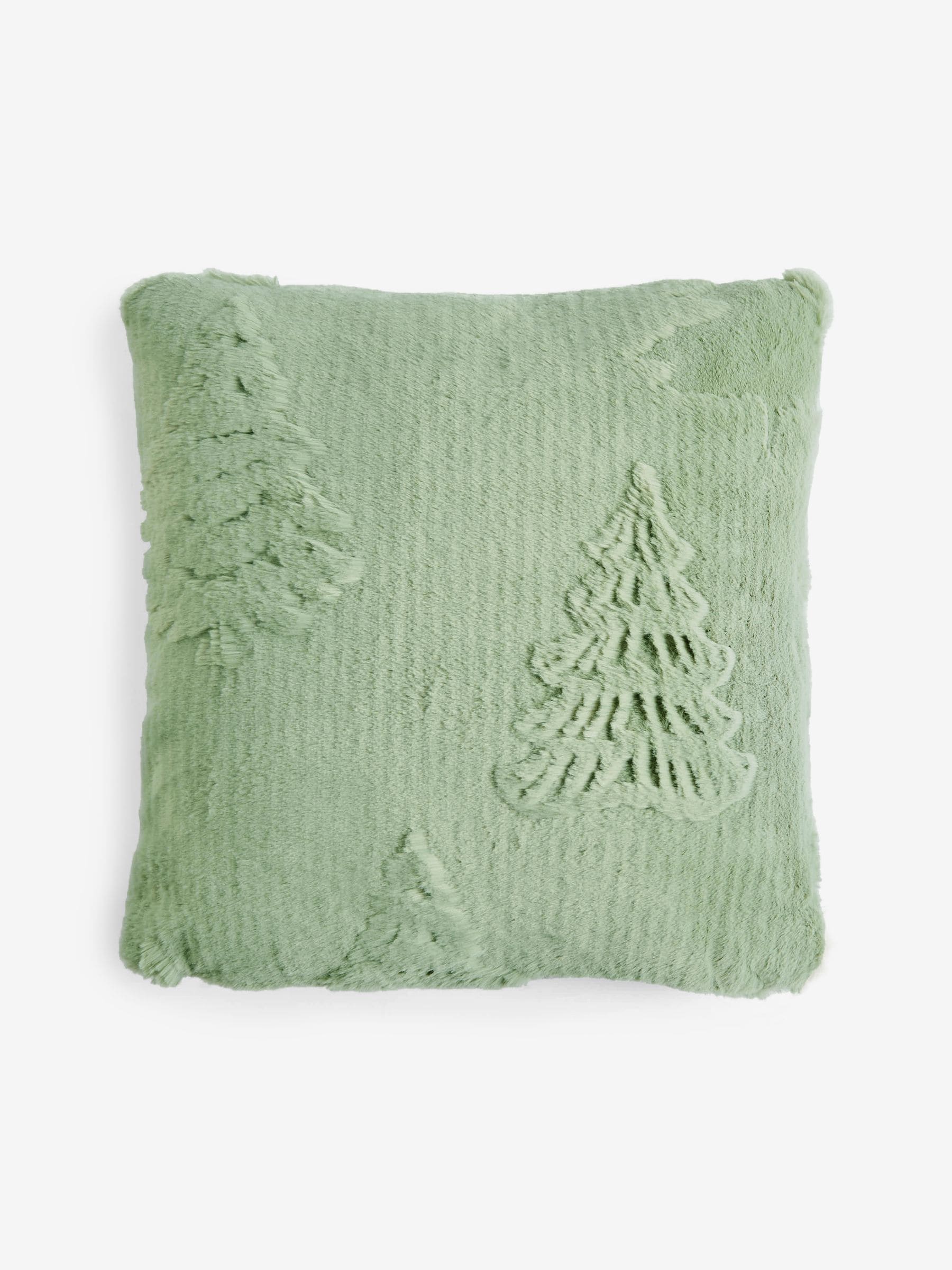 50 x 50cm Faux Fur Christmas Tree Cushion