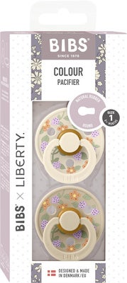 BIBS x Liberty Colour Strawberries Smokk 2-Pakk Lateks Str 1, Ivory Mix