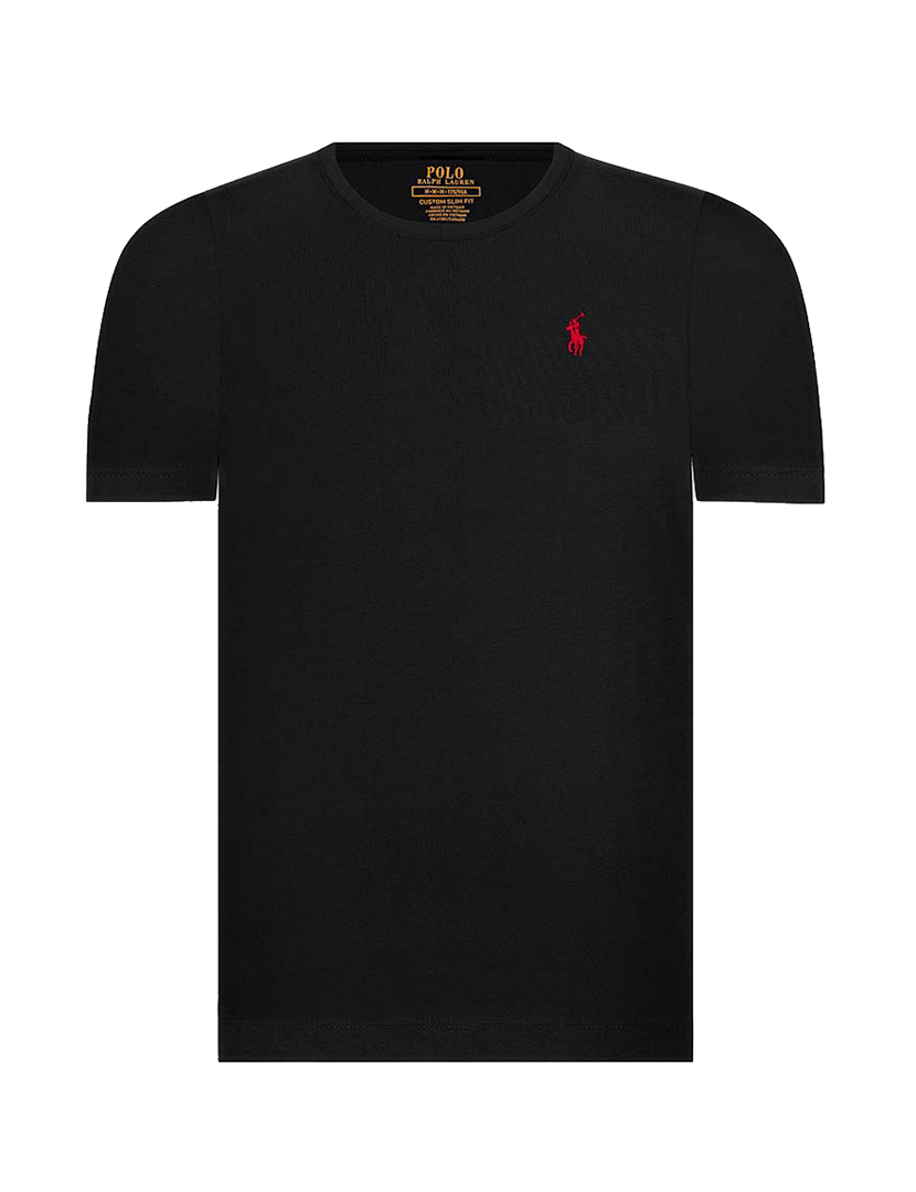 Slim Fit Black T-Shirt Red Logo