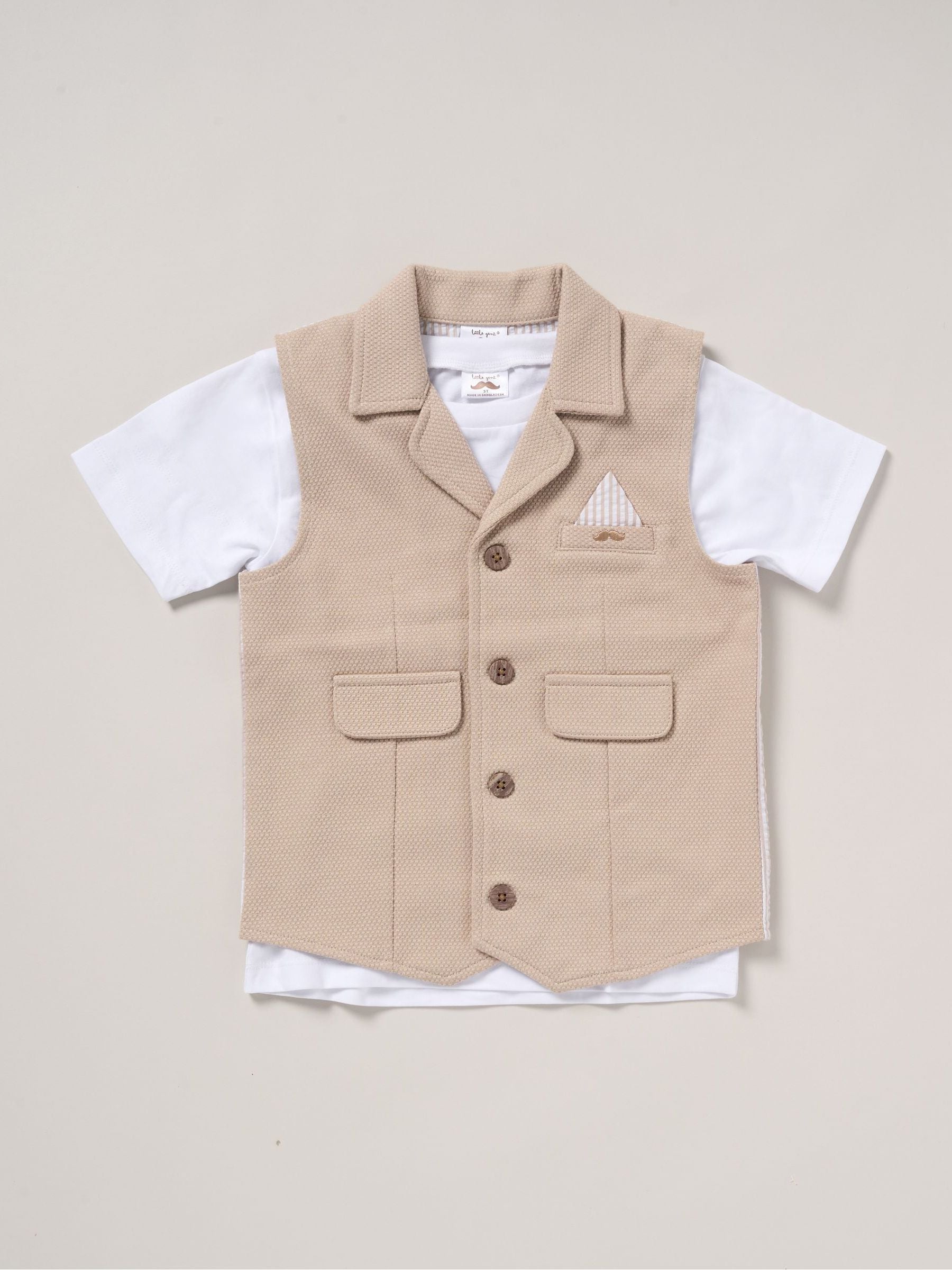 Bruin - Little Gent 100% Cotton Shirt, Waistcoat & Shorts Set