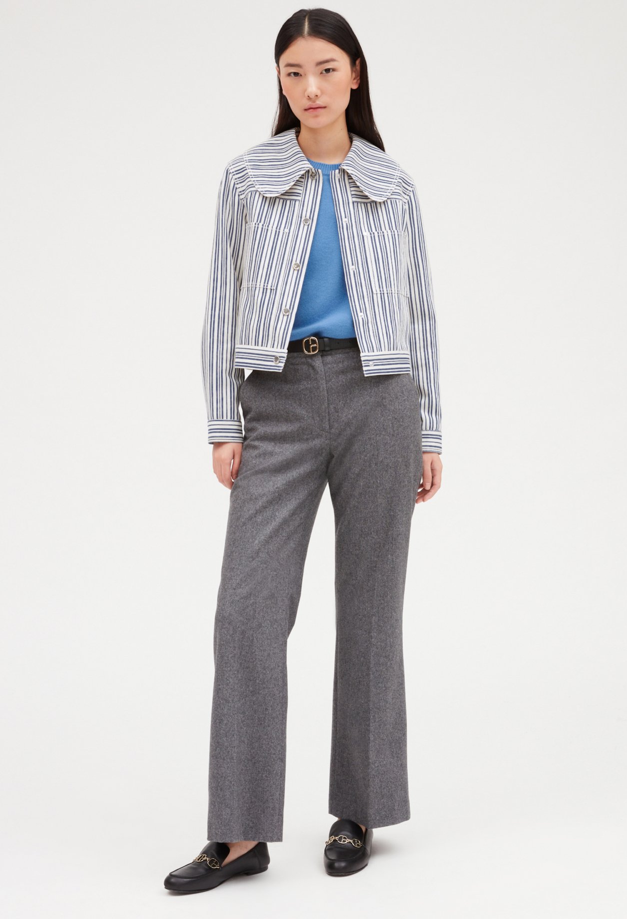 Veste jean &agrave; rayures