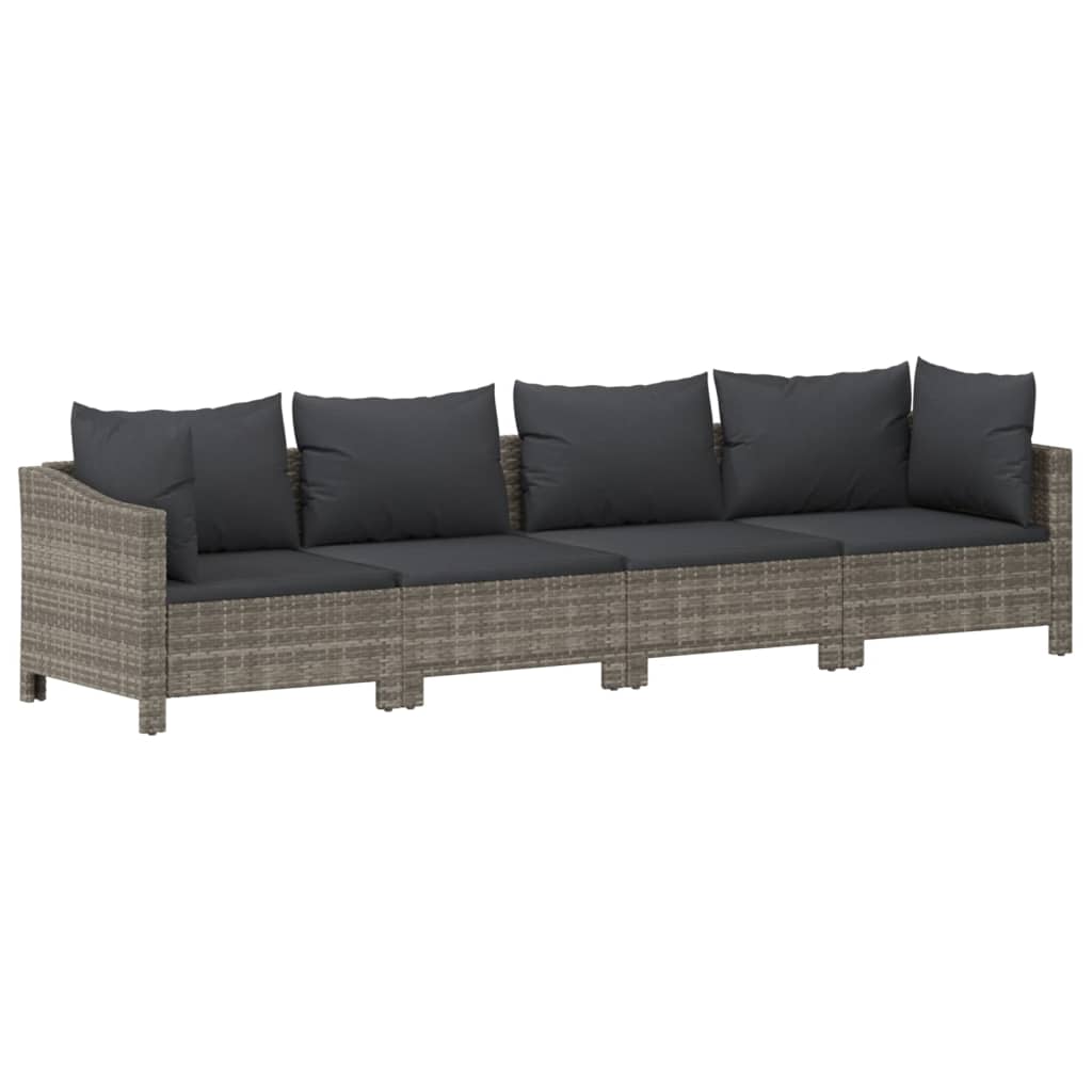 Salon de jardin meuble d'extérieur ensemble de mobilier 8 pièces avec coussins gris résine tressée