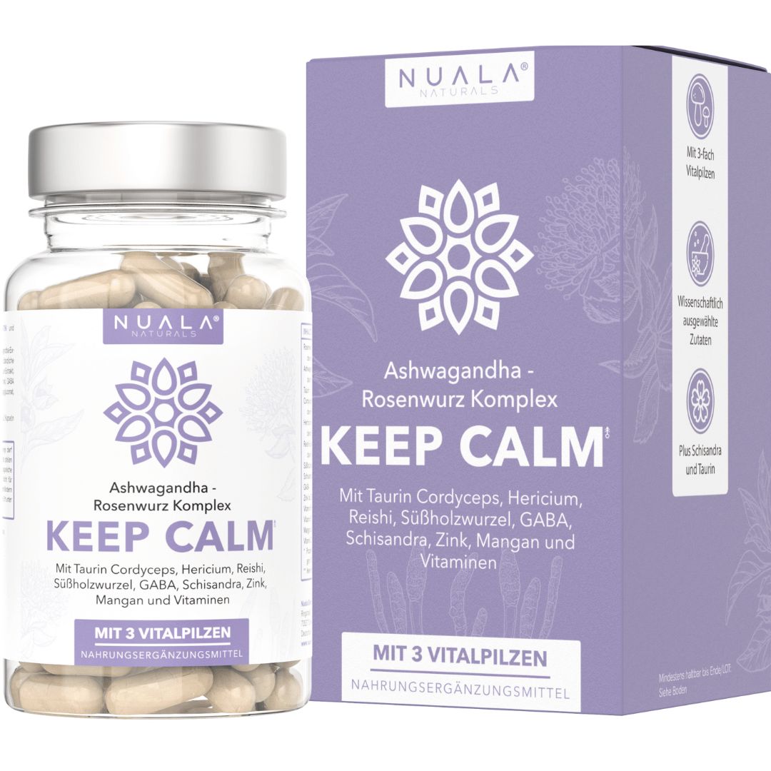 Nuala Naturals® - KEEP CALM Ashwagandha Rosenwurz Komplex mit Vitalpilzen