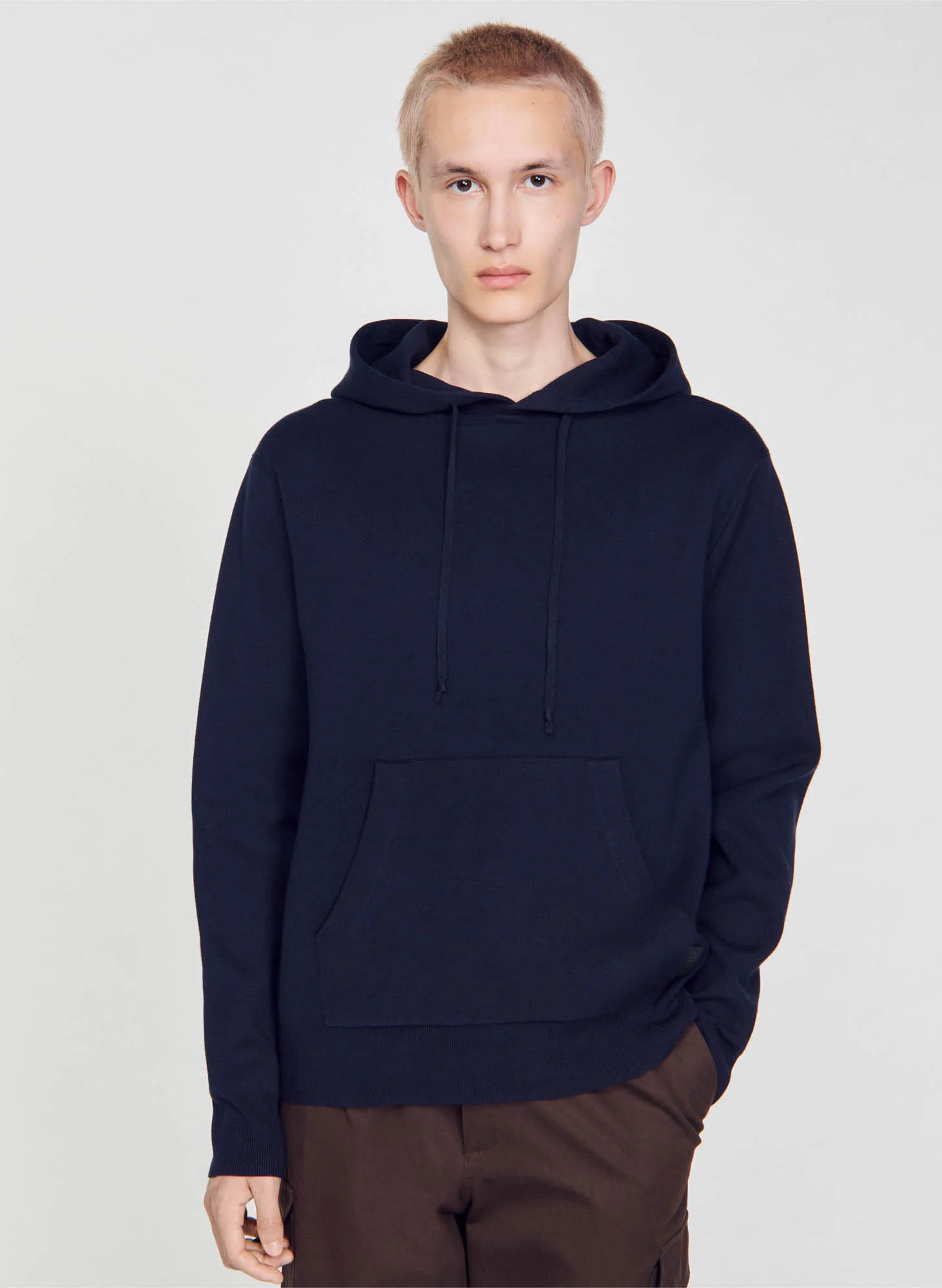 Sweat à capuche droit en maille | Bleu
