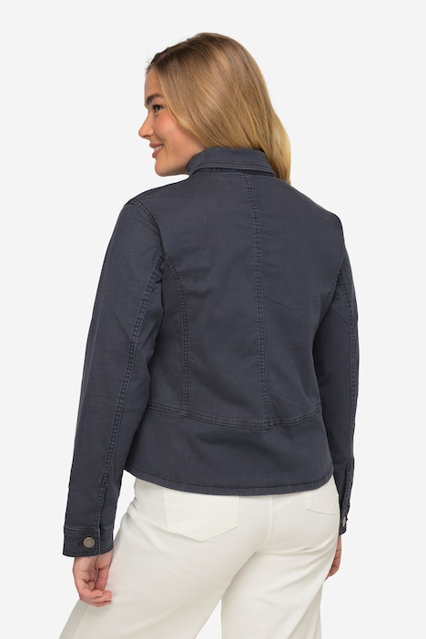 Jeansjacke, Hemdkragen, Zierbänder, Langarm