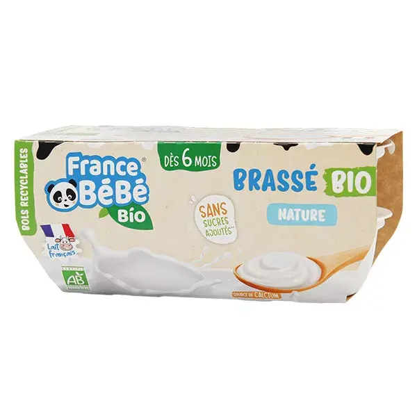 France Bébé Nutrition Brassés Yaourt Nature Bio 4 x 100g