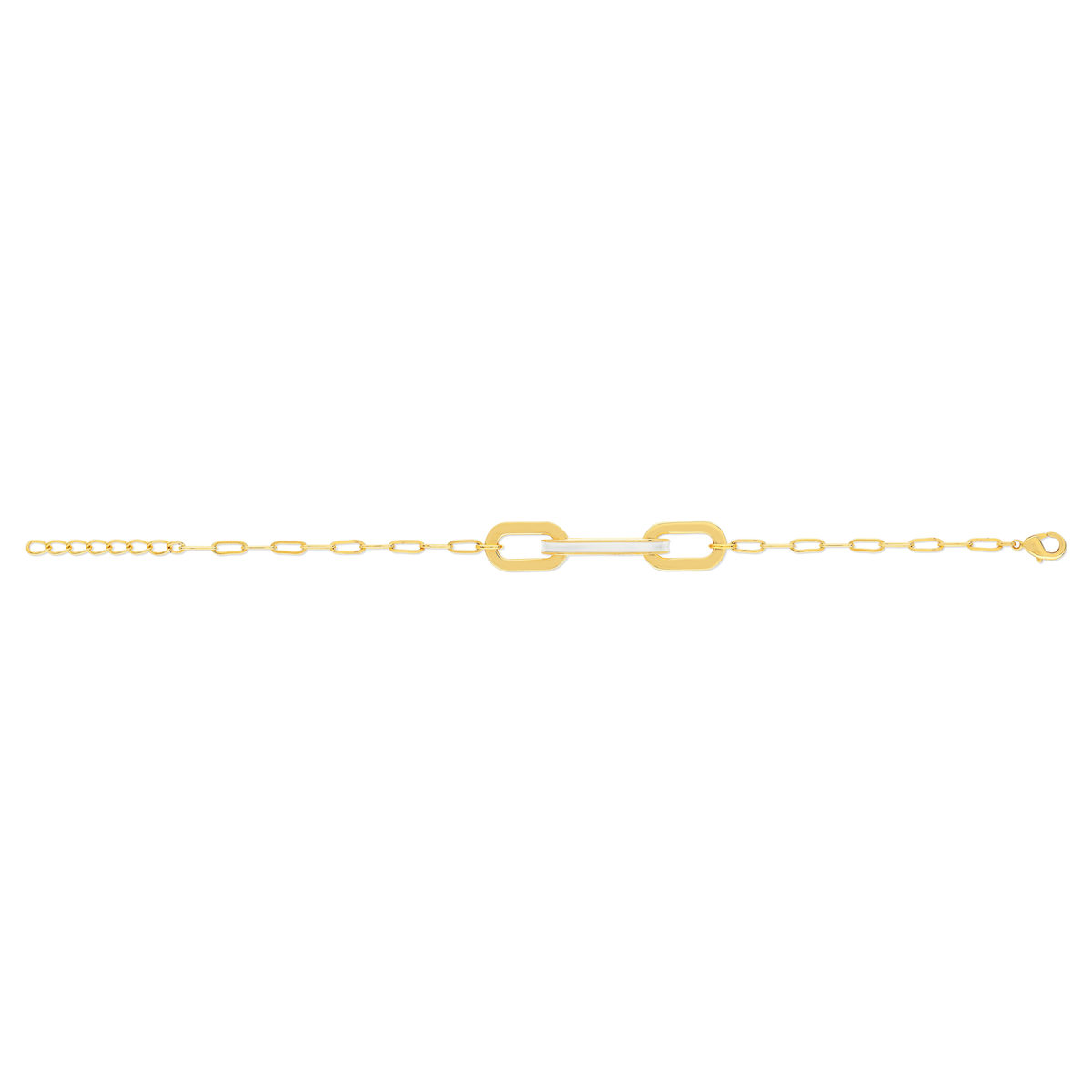 Bracelet plaqué or anneaux laque blanche 18cm