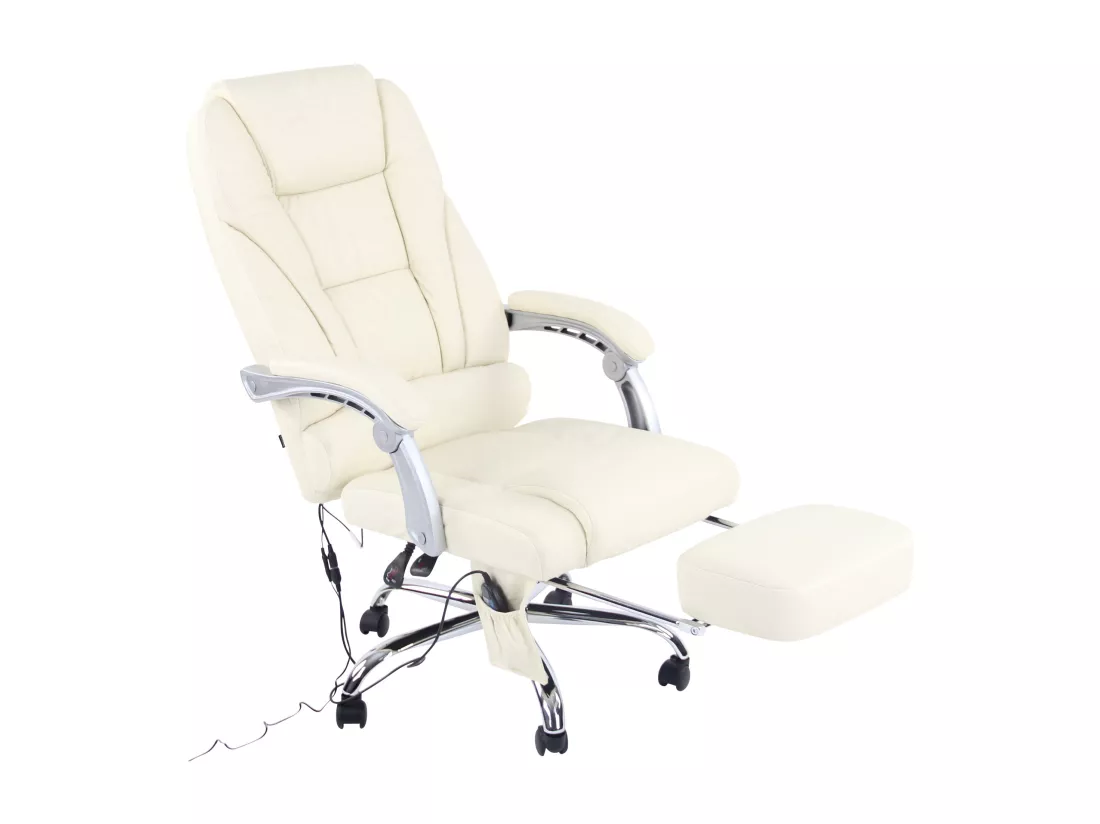 Chaise de bureau - Véritable cuir - Crème - Pacific