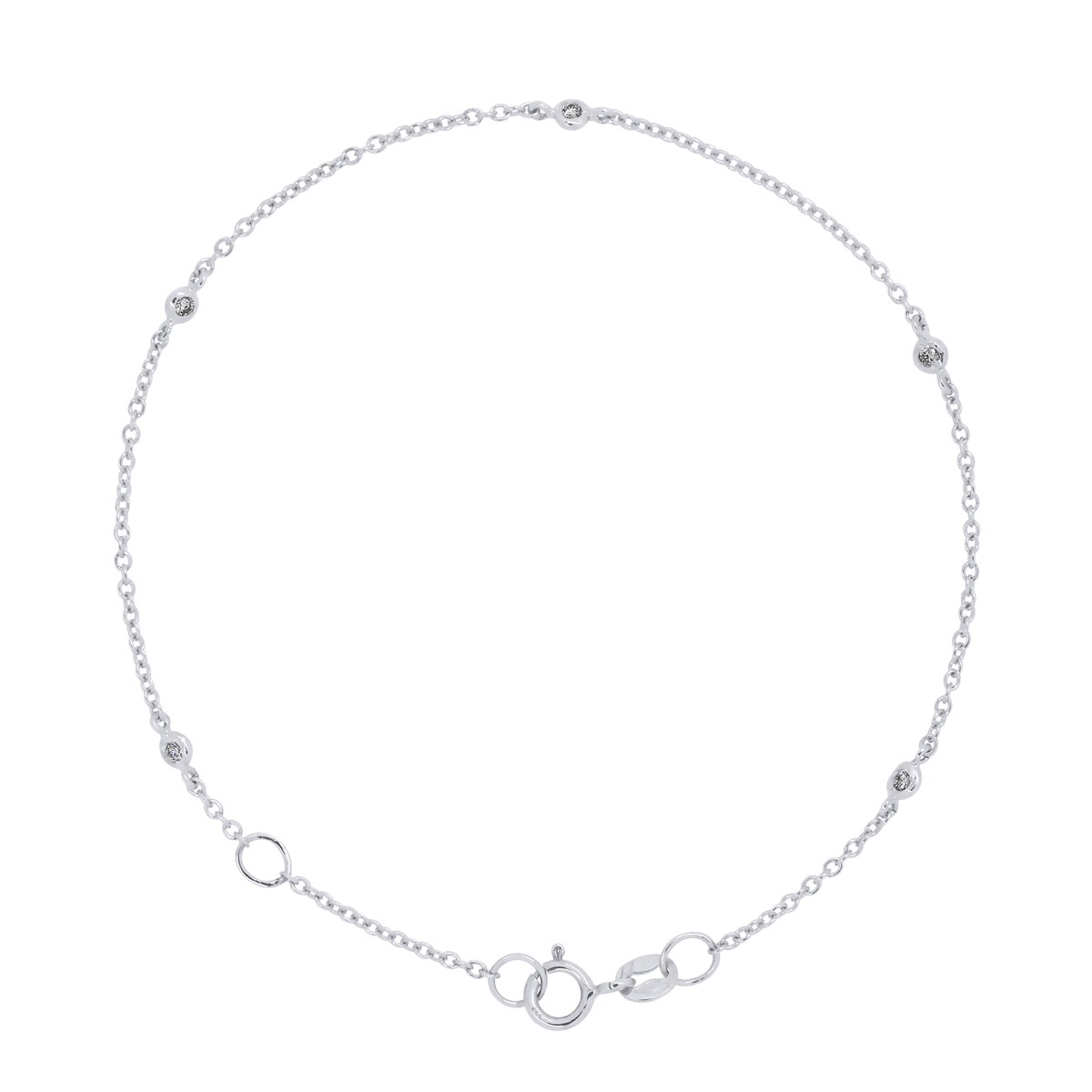 Bracelet Or Blanc alterné Diamants 0,05 Cts