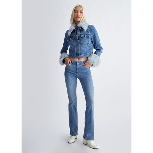 Liu Jo - Vaqueros acampanados con strass Azul
