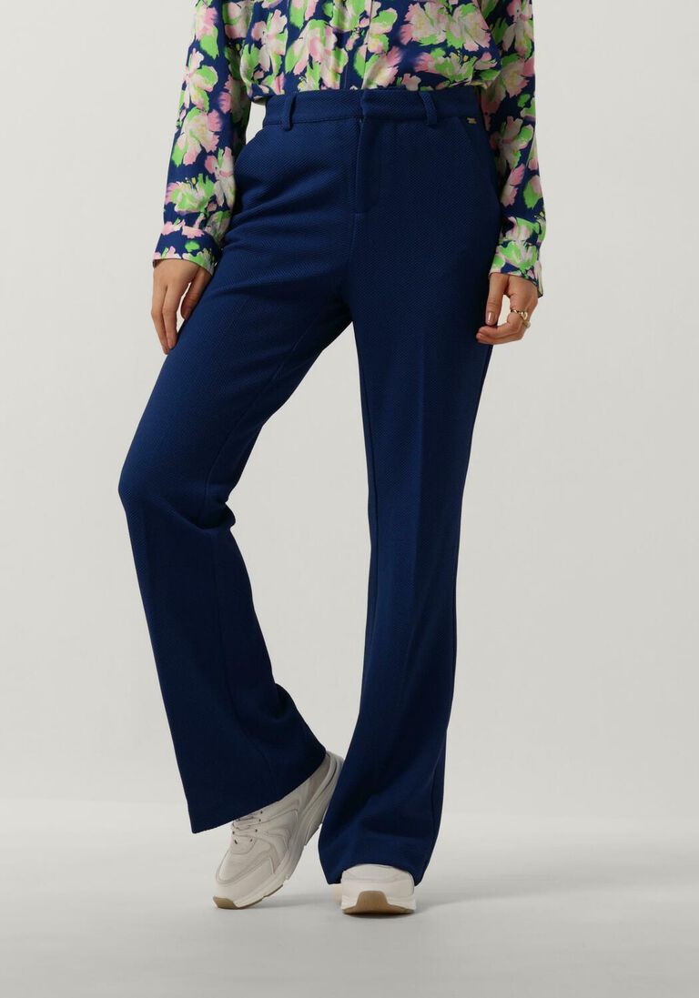 POM AMSTERDAM donkerblauwe pom amsterdam flared broek pique flare ink blue pants