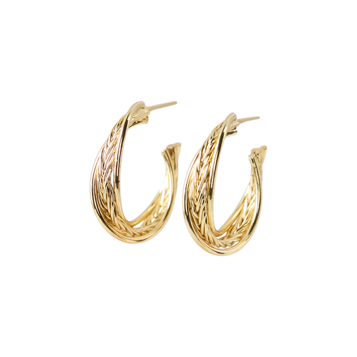 Friihof Siig Twisted Hoop, Gold Plated Brass