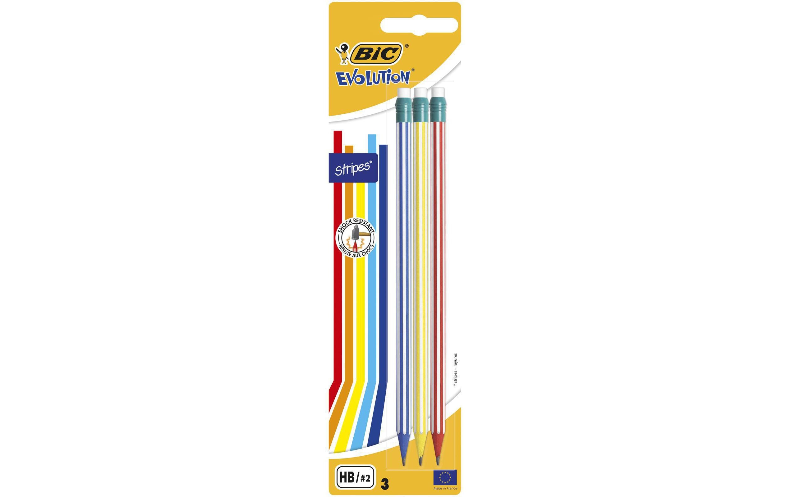 Bleistift Evolution Stripes mit Radierer 3 StückStossfester Bleistift
