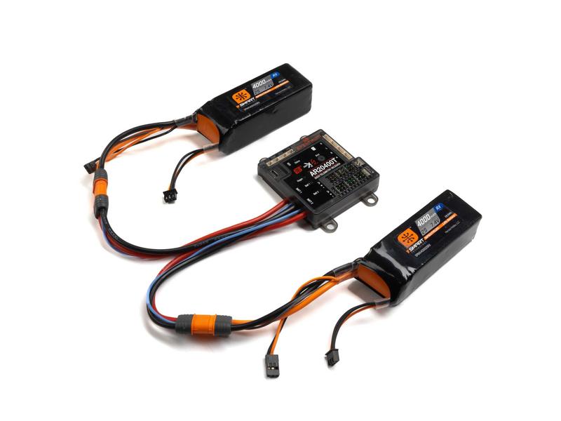 Spektrum Empfänger AR20400T Powersafe 20-Kanal DSMX Telemetriefähiger Empfänger mit Akkuweiche und 3 Satellitenempfänger