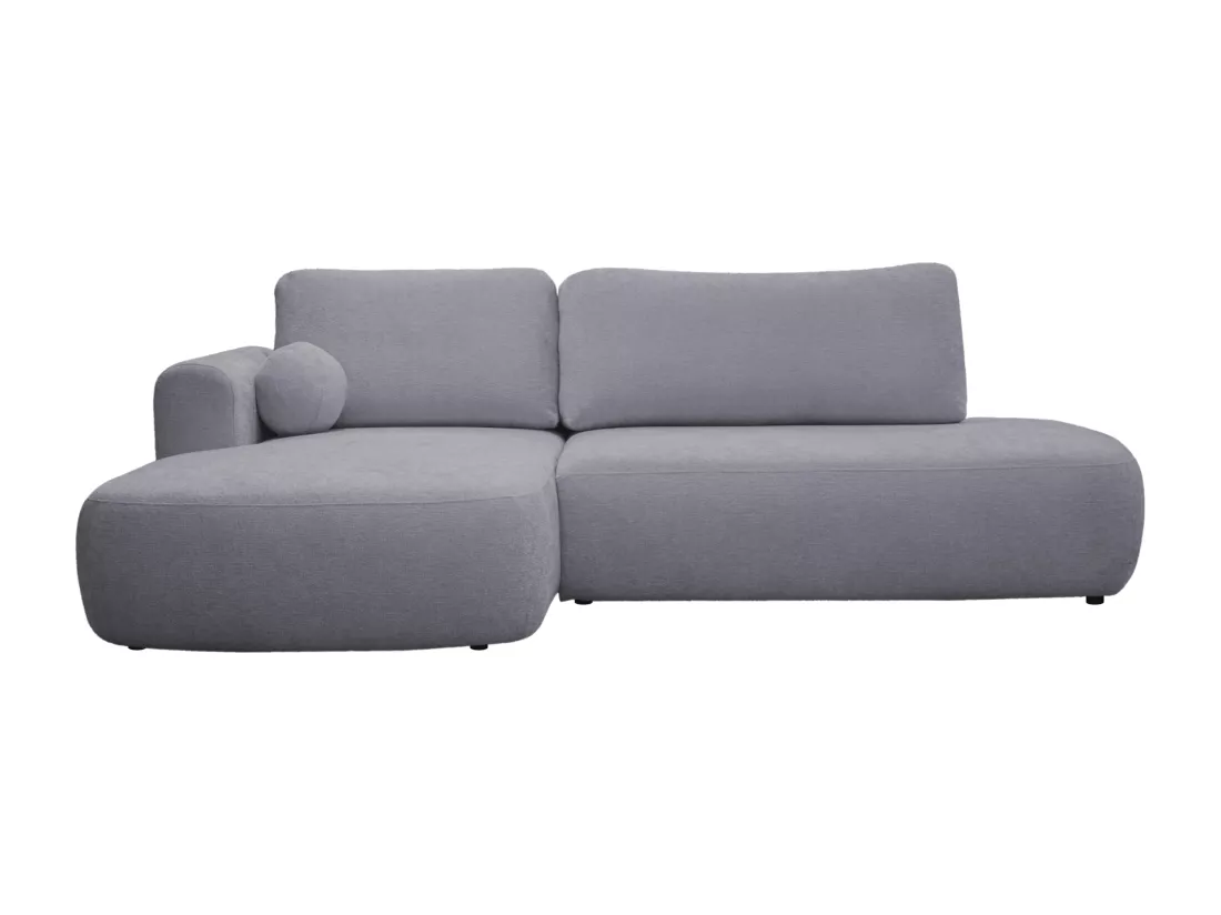 Canapé d'angle gauche convertible en tissu texturé gris BROCARO de Maison Céphy