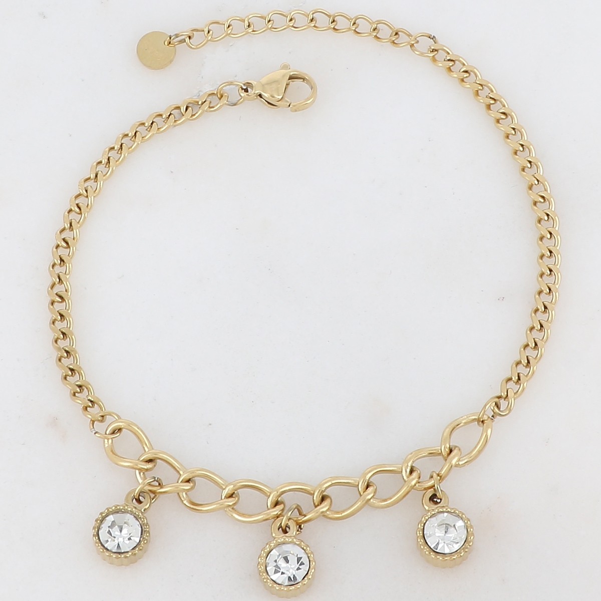 Bracelet - Acier inoxydable doré & zirconiums