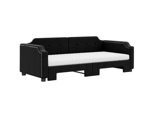 VIDAXL - Lit de jour avec gigogne et matelas noir 100x200 cm tissu
