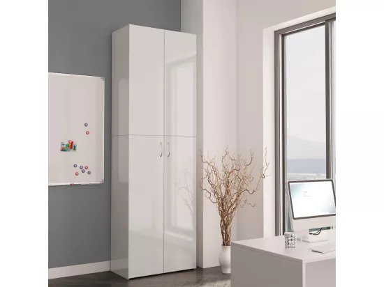 Armoire de bureau Blanc brillant 60x32x190 cm Bois d'ingénierie