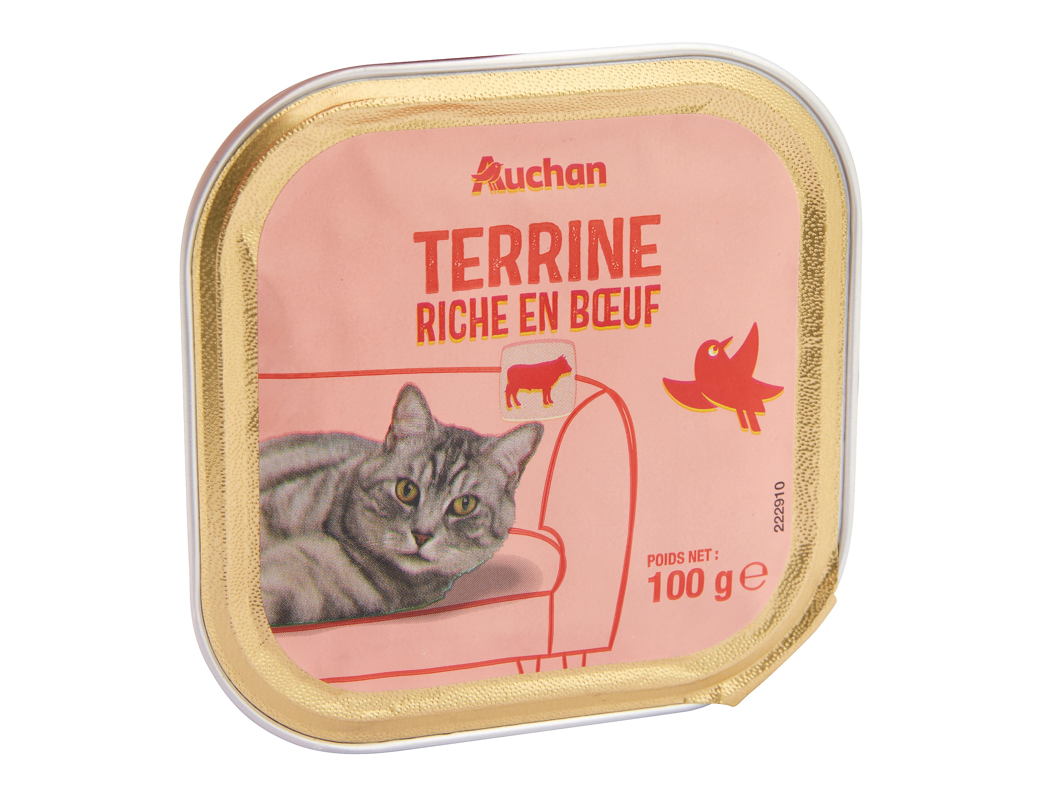 COMIDA HÚMIDA PARA GATO AUCHAN TERRINA RICO EM VACA 100G
