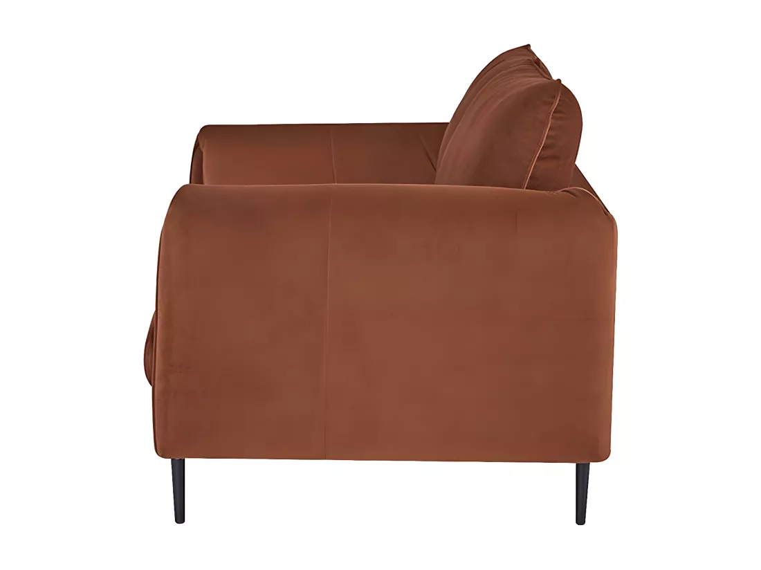 Canapé 2 places dimensions 145 x 90 x 86 cm en tissu velours couleur terracotta et pieds en métal - YORK