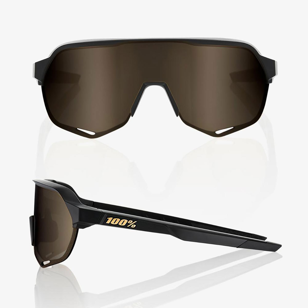 100% S2 Sport Zonnebril Mat Zwart Soft Gold Mirror Lens