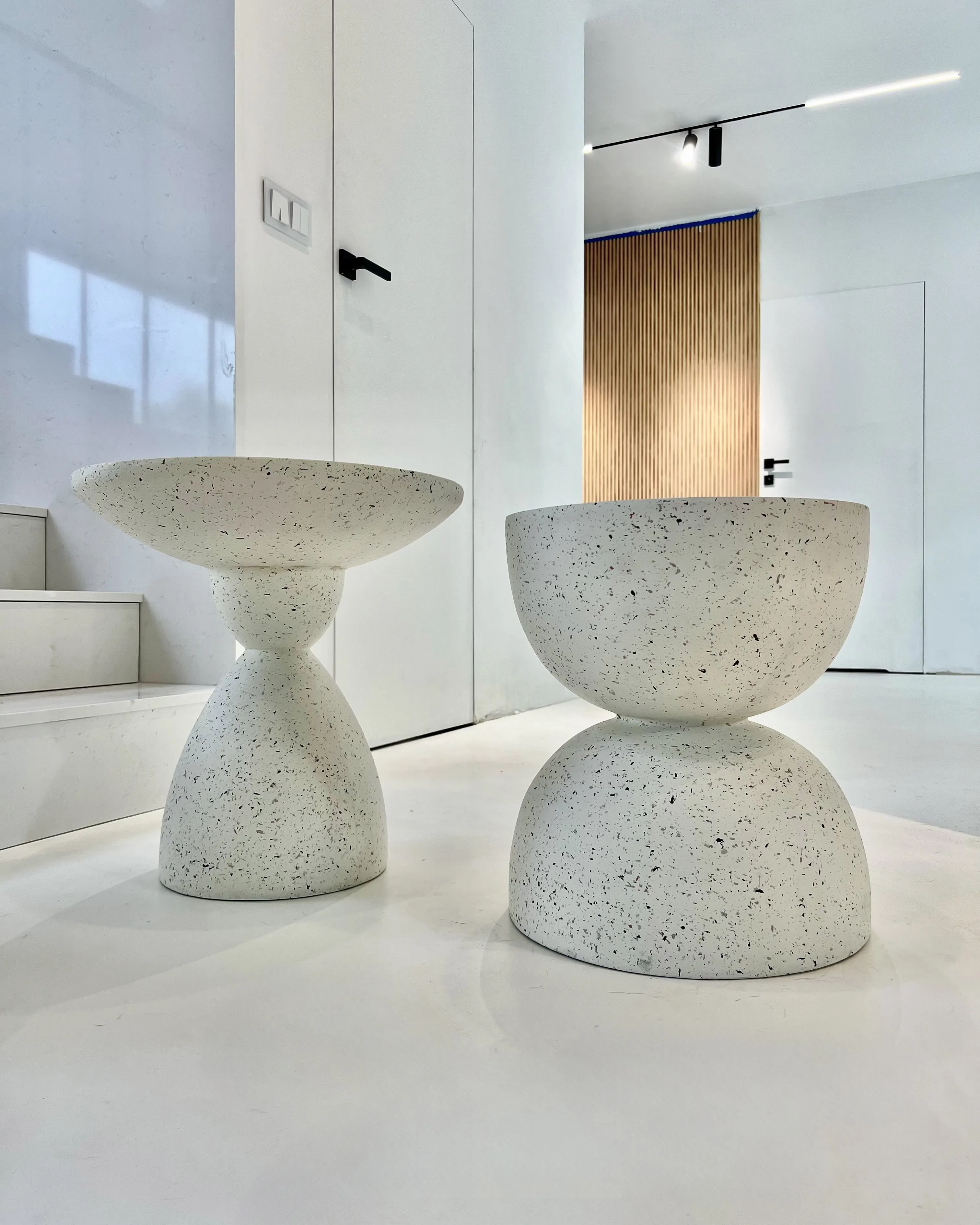 Bijzettafel CAORIA 40 cm 40 cm Terrazzo-effect Wit terrazzo