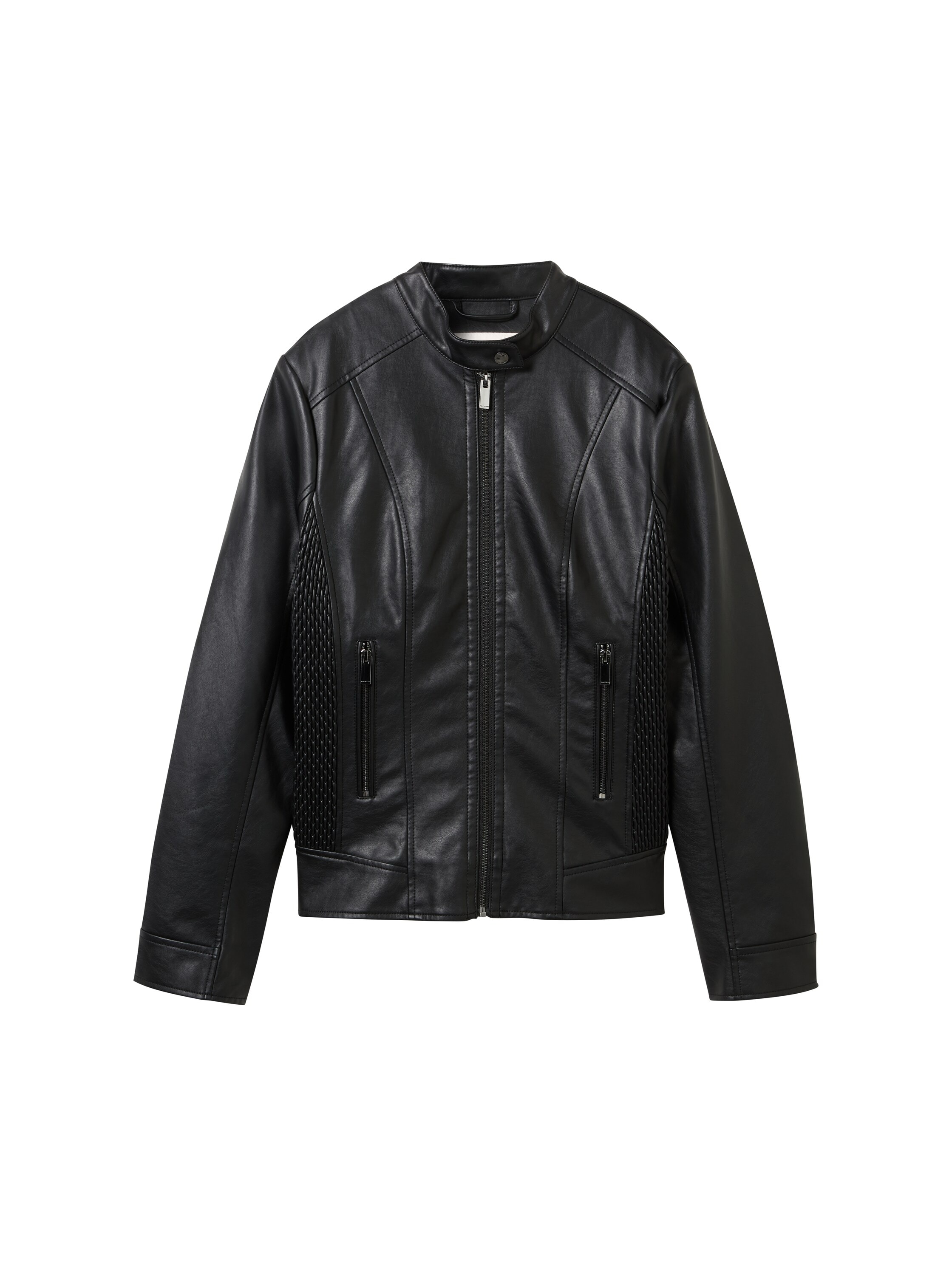 TOM TAILOR Bikerjacke ohne Kapuze Kunstleder mit Reissverschluss