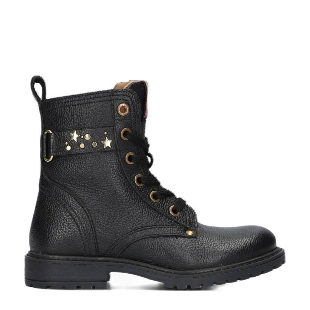 Develab leren veterboots zwart