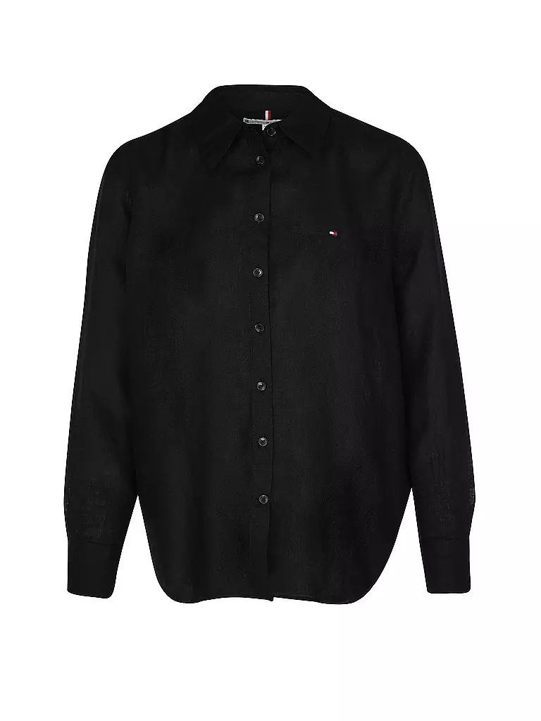 TOMMY HILFIGER Leinenbluse schwarz