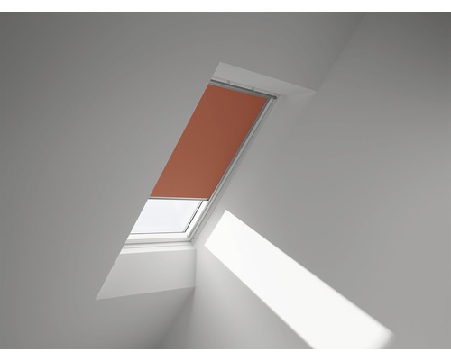 VELUX verduisterend rolgordijn, effen oranje, handmatig, wit frame, DKL C02 4564SWL