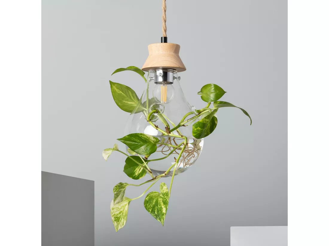 Suspension Bois et Verre Kathu Bumbieris Naturel