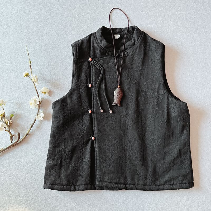 CosmoCorner - Hanfu-vest met geborduurde kikker en knopen
