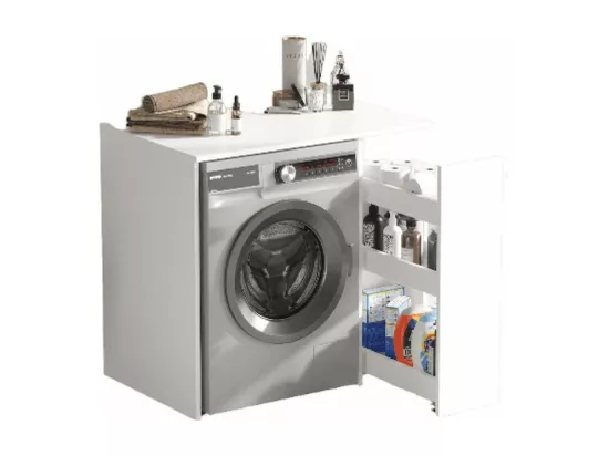 Armoire de Rangement pour Machine à Laver en Bois Blanc