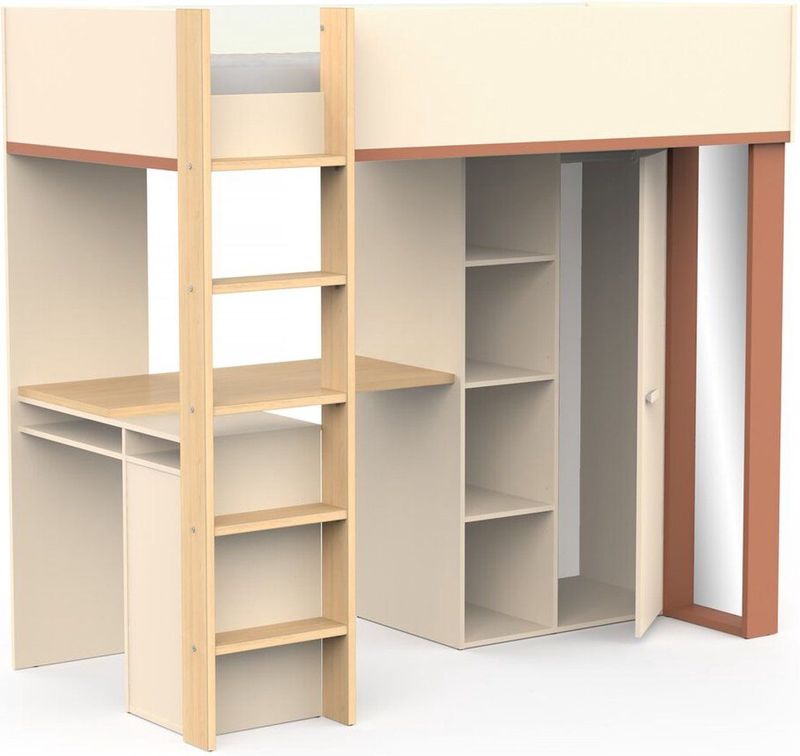 CaliCosy - Hoogslaper - Camillia - Zandbeige - Spaanplaat - Bureau en Kast
