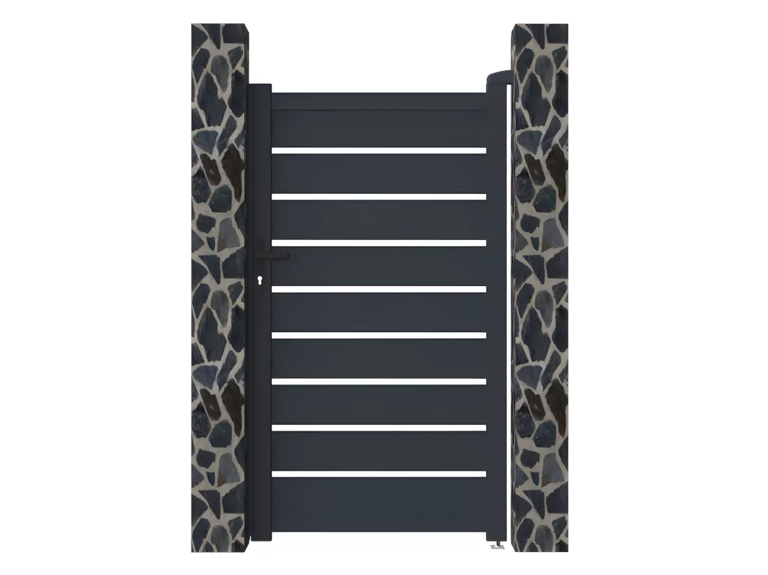 Portillon battant aluminium ajouré L103 x H183 cm anthracite - PRIMO
