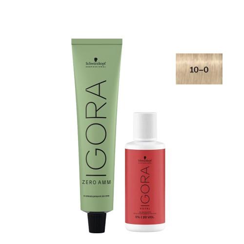 Schwarzkopf Igora Zero AMM 10-0 Louro Extra Claro Platinado 60ml   Oxidante 20V
