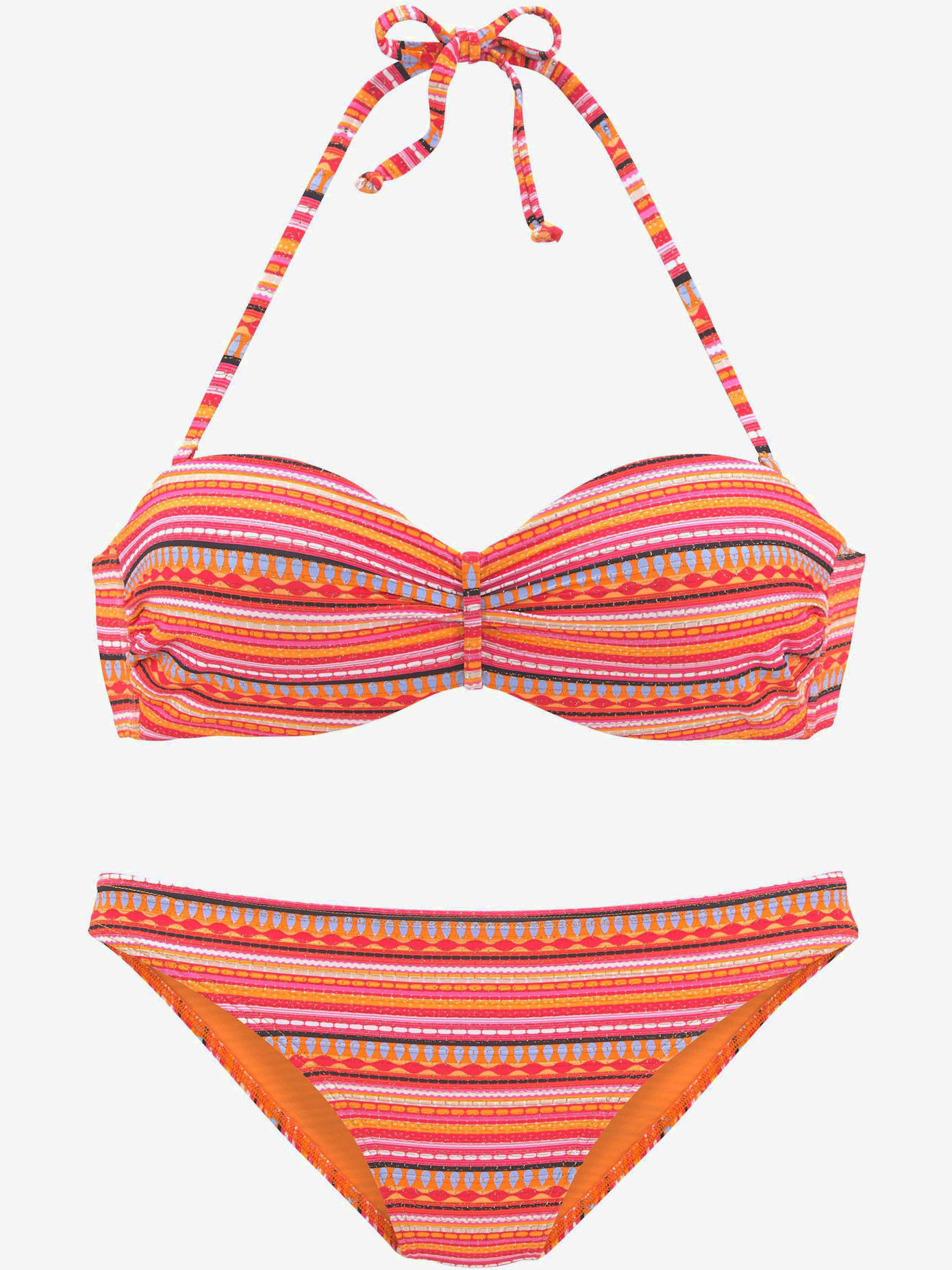 Maillot de bain bandeau à armatures rayures tendance