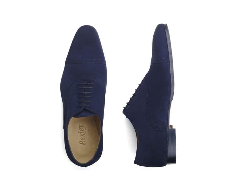 Richelieu homme velours marine semelle cuir avec patin - STRESA PATIN