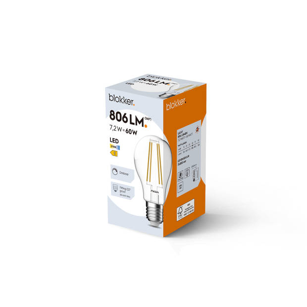 Blokker LED Bulb A60 - 60W - E27 - Helder - Dimbaar