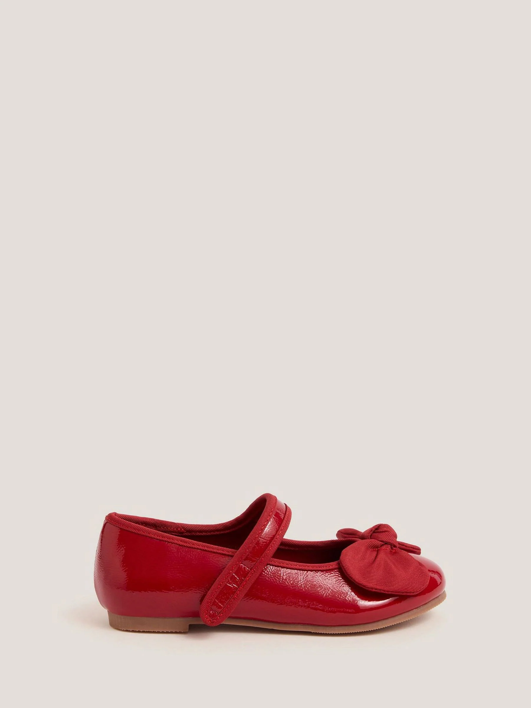 Monsoon Bow Patent Strap Ballet Shoes