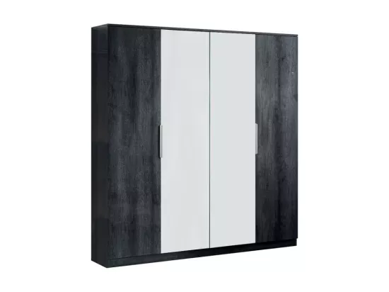 Chambre complète 140x190 Gris foncé brillant - ALEX