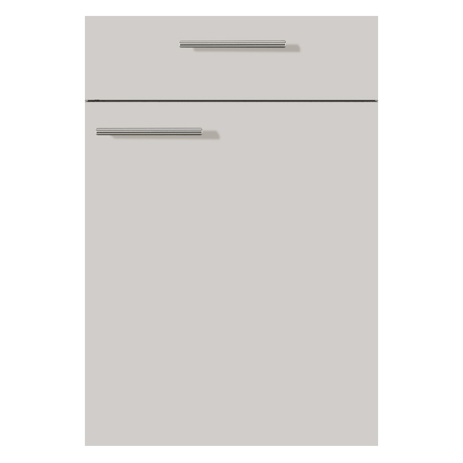 pino Küchenblock PN80 - lichtgrau - Evoke Eiche - mit E-Geräten - Kühlschrank links - 310 cm